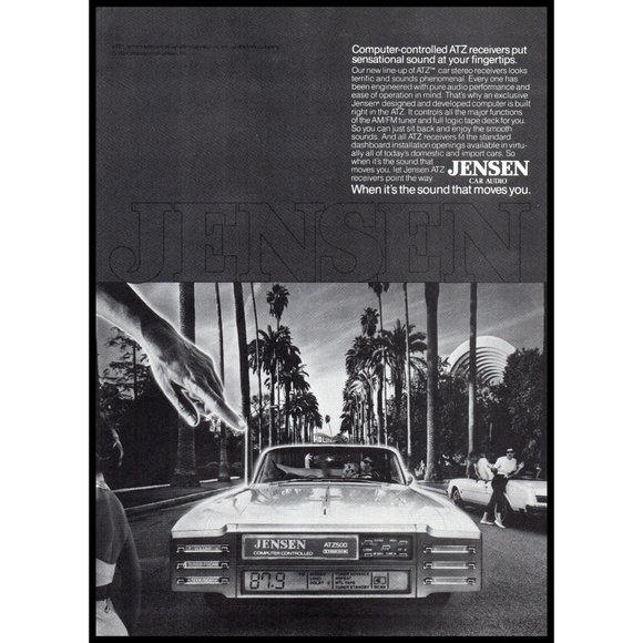 1984 Jensen Car Audio ATZ500 Vintage Print Ad Palm Trees Hollywood Wall Art 80s - Picture 1 of 1
